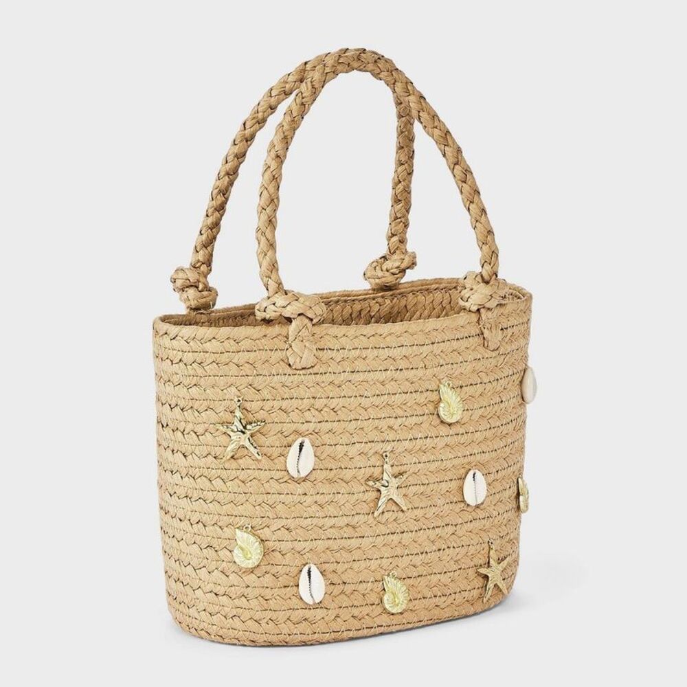 Universal Thread - Straw Embellished Mini Tote Bag - Universal Thread Natural - Picture 3 of 4
